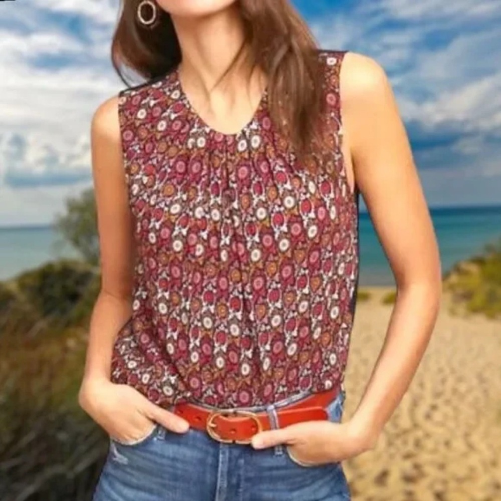 Anthropologie Vanessa Virginia Printed Sleeveless Blouse Women’s Size S